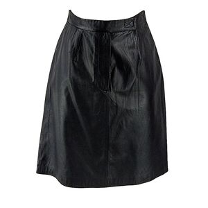 Apostrophe black leather midi skirt